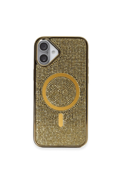 Newface iPhone 16 Plus Kılıf Diamond Magsafe Kapak - Gold resmi