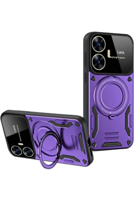 Newface Realme C55 Kılıf Joy Lens Standlı Kapak - Mor resmi