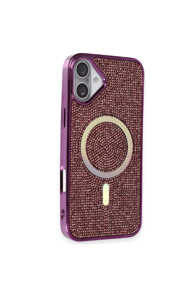Newface iPhone 16 Plus Kılıf Diamond Magsafe Kapak - Derin Mor resmi