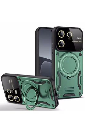 Newface Xiaomi Mi 13T Pro Kılıf Joy Lens Standlı Kapak - Koyu Yeşil resmi