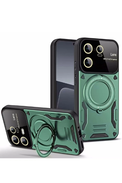 Newface Xiaomi Mi 13T Pro Kılıf Joy Lens Standlı Kapak - Koyu Yeşil resmi