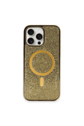 Newface iPhone 16 Pro Kılıf Diamond Magsafe Kapak - Gold resmi