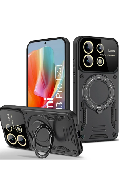 Newface Xiaomi Redmi Note 13 Pro 5G Kılıf Joy Lens Standlı Kapak - Siyah resmi