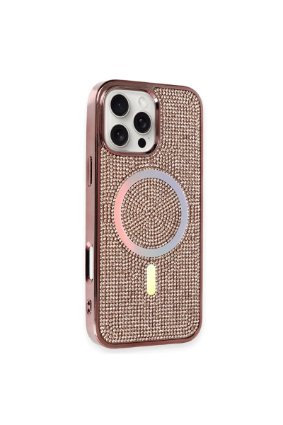 Newface iPhone 16 Pro Kılıf Diamond Magsafe Kapak - Pembe resmi