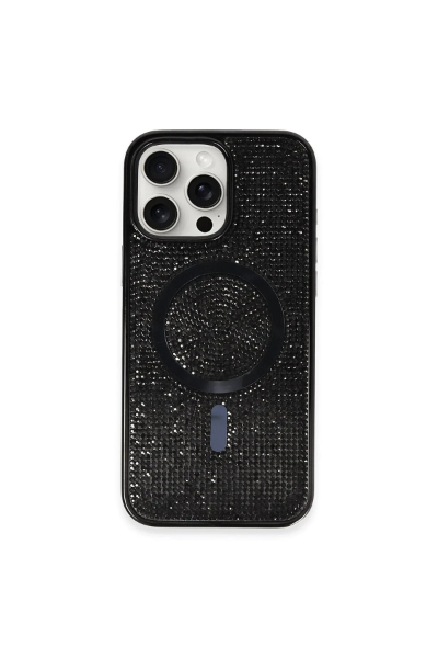 Newface iPhone 16 Pro Max Kılıf Diamond Magsafe Kapak - Siyah resmi