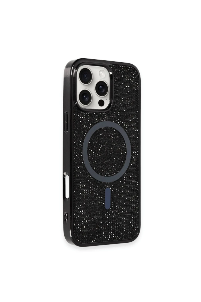 Newface iPhone 16 Pro Max Kılıf Diamond Magsafe Kapak - Siyah resmi