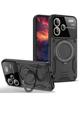 Newface Xiaomi Redmi Note 13 Pro Plus Joy Lens Standlı Kapak - Siyah resmi