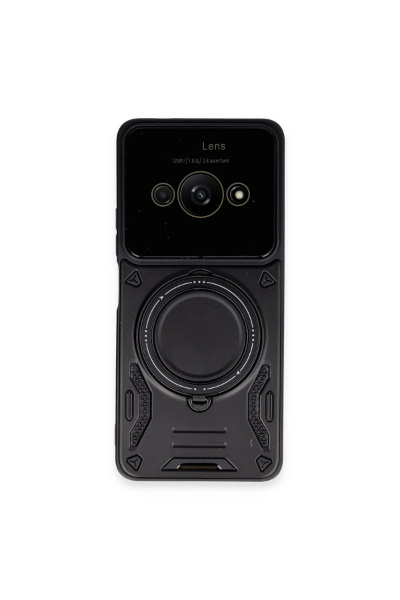 Newface Xiaomi Poco C61 Kılıf Joy Lens Standlı Kapak - Siyah resmi