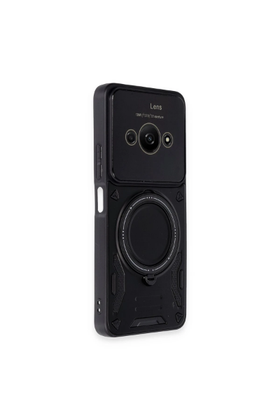 Newface Xiaomi Poco C61 Kılıf Joy Lens Standlı Kapak - Siyah resmi