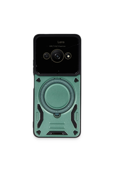Newface Xiaomi Poco C61 Kılıf Joy Lens Standlı Kapak - Koyu Yeşil resmi