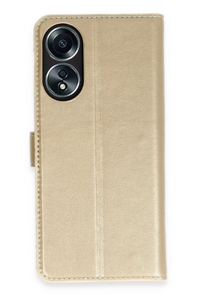 Newface Oppo A58 Kılıf Trend S Plus Kapaklı Kılıf - Gold resmi
