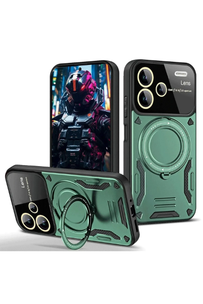 Newface Xiaomi Redmi Note 13 Pro Plus Joy Lens Standlı Kapak - Koyu Yeşil resmi