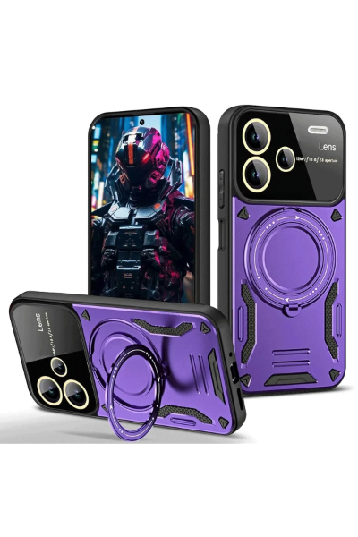 Newface Xiaomi Redmi Note 13 Pro Plus Joy Lens Standlı Kapak - Mor resmi