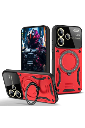 Newface Xiaomi Redmi Note 13 Pro Plus Joy Lens Standlı Kapak - Kırmızı resmi