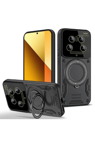 Newface Xiaomi Mi 14 Ultra Kılıf Joy Lens Standlı Kapak - Siyah resmi