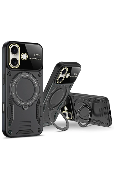 Newface iPhone 16 Kılıf Joy Lens Standlı Kapak - Mor resmi