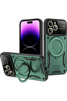 Newface iPhone 16 Pro Kılıf Joy Lens Standlı Kapak - Koyu Yeşil resmi