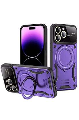 Newface iPhone 16 Pro Kılıf Joy Lens Standlı Kapak - Mor resmi