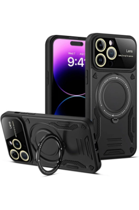 Newface iPhone 16 Pro Max Kılıf Joy Lens Standlı Kapak - Siyah resmi