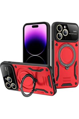 Newface iPhone 16 Pro Max Kılıf Joy Lens Standlı Kapak - Kırmızı resmi