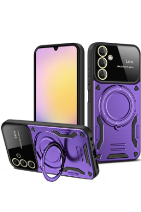 Newface Samsung Galaxy S25 Kılıf Joy Lens Standlı Kapak - Mor resmi