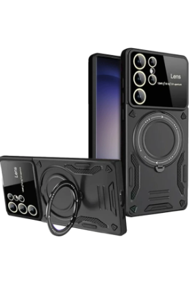 Newface Samsung Galaxy S25 Ultra Kılıf Joy Lens Standlı Kapak - Siyah resmi