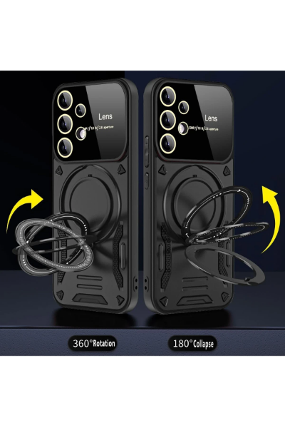 Newface Samsung Galaxy S25 Ultra Kılıf Joy Lens Standlı Kapak - Siyah resmi