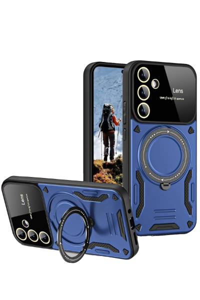 Newface Samsung Galaxy S24 FE Kılıf Joy Lens Standlı Kapak - Lacivert resmi