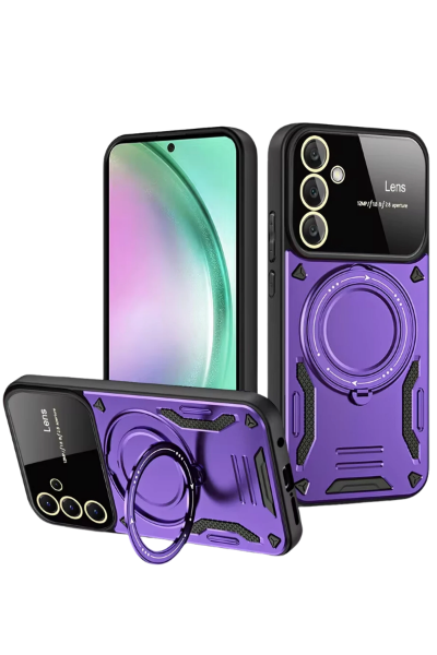 Newface Samsung Galaxy S24 FE Kılıf Joy Lens Standlı Kapak - Mor resmi
