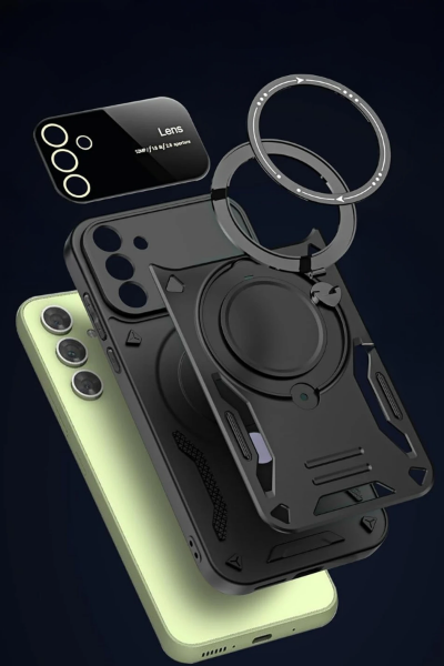 Newface Samsung Galaxy S24 FE Kılıf Joy Lens Standlı Kapak - Kırmızı resmi