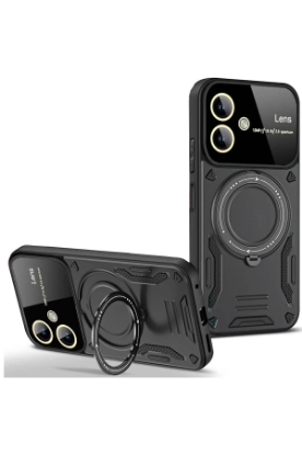 Newface Samsung Galaxy A06 Kılıf Joy Lens Standlı Kapak - Siyah resmi