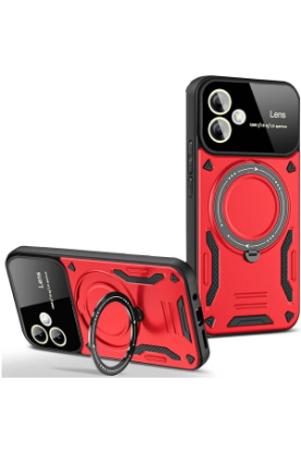 Newface Samsung Galaxy A06 Kılıf Joy Lens Standlı Kapak - Kırmızı resmi