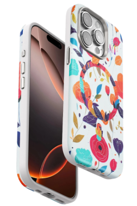 Onegif iPhone 14 Pro Flower Series Magsafe Kapak - Beyaz resmi