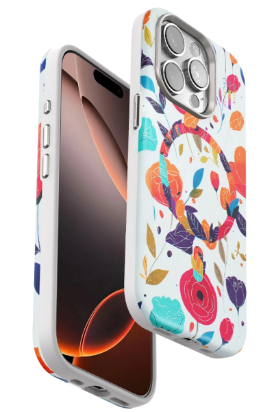 Onegif iPhone 14 Pro Flower Series Magsafe Kapak - Beyaz resmi