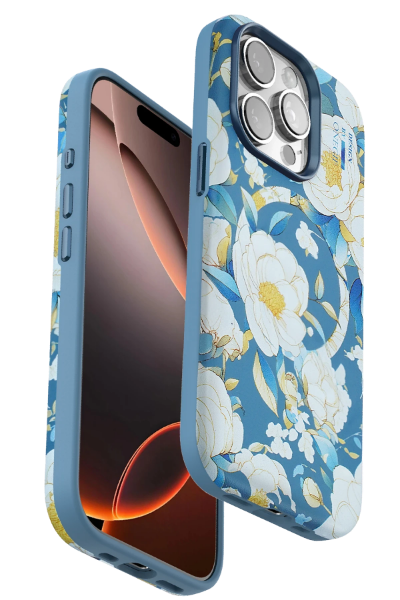 Onegif iPhone 14 Pro Flower Series Magsafe Kapak - Mavi resmi