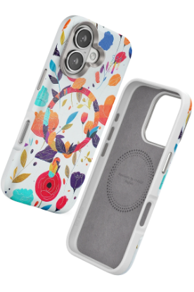 Onegif iPhone 16 Flower Series Magsafe Kapak - Beyaz resmi