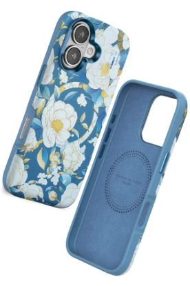 Onegif iPhone 16 Flower Series Magsafe Kapak - Mavi resmi