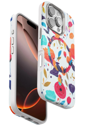 Onegif iPhone 16 Pro Max Flower Series Magsafe Kapak - Beyaz resmi