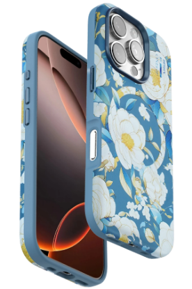 Onegif iPhone 16 Pro Max Flower Series Magsafe Kapak - Mavi resmi