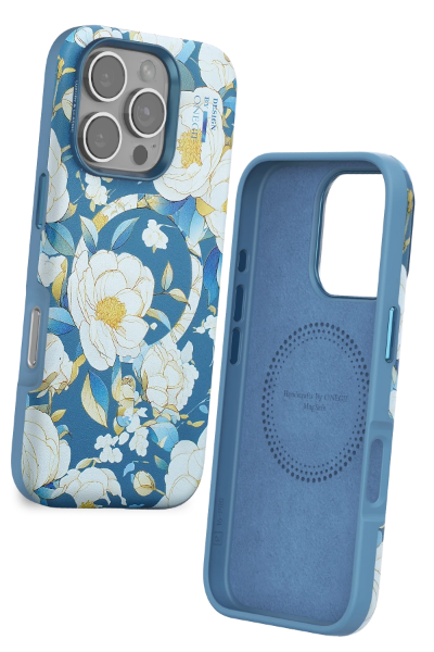 Onegif iPhone 16 Pro Max Flower Series Magsafe Kapak - Mavi resmi