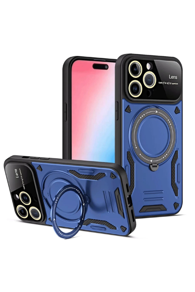 Newface iPhone 15 Pro Joy Lens Standlı Kapak - Lacivert resmi