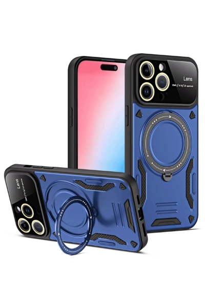 Newface iPhone 15 Pro Max Joy Lens Standlı Kapak - Lacivert resmi