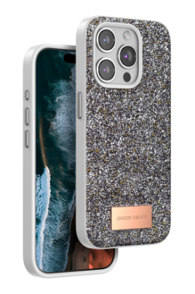Onegif iPhone 14 Pro Bright Simli Kapak - Gümüş resmi
