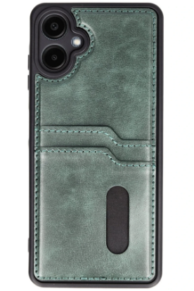 Newface Samsung Galaxy A06 Kılıf Sara Kartvizitli Deri Kılıf - Koyu Yeşil resmi