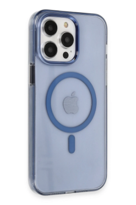Newface iPhone 14 Pro Max Kılıf Tron Şeffaf Magsafe Kapak - Mavi resmi