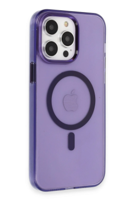 Newface iPhone 14 Pro Max Kılıf Tron Şeffaf Magsafe Kapak - Derin Mor resmi