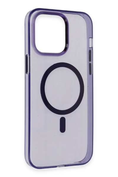 Newface iPhone 14 Pro Max Kılıf Tron Şeffaf Magsafe Kapak - Derin Mor resmi