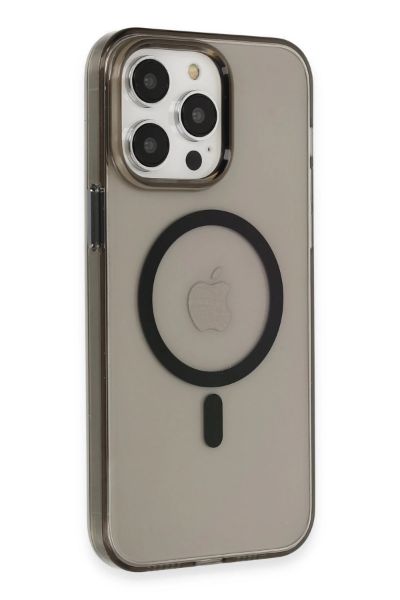 Newface iPhone 13 Pro Max Kılıf Tron Şeffaf Magsafe Kapak - Siyah resmi