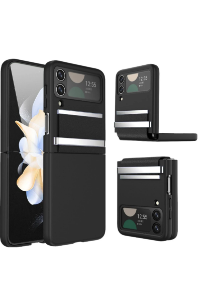 Newface Samsung Galaxy Z Flip 3 Kılıf Belt Flip Kapak - Siyah resmi