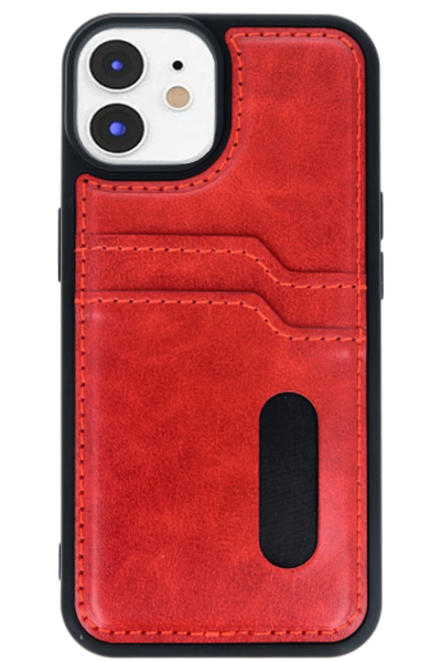 Newface iPhone 11 Kılıf Sara Kartvizitli Deri Kılıf - Kırmızı resmi